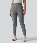 High Waisted Tapered Golf Trousers with Pockets — Mirage Gray — view 3