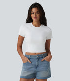 Round Neck Raglan Sleeve Breathable Mesh Casual T-Shirt — White — view 3
