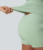 Airy 2-in-1 InstantCool Mini Dance Active Slip Dress with Pockets-Edition — Light Bean Green — view 4