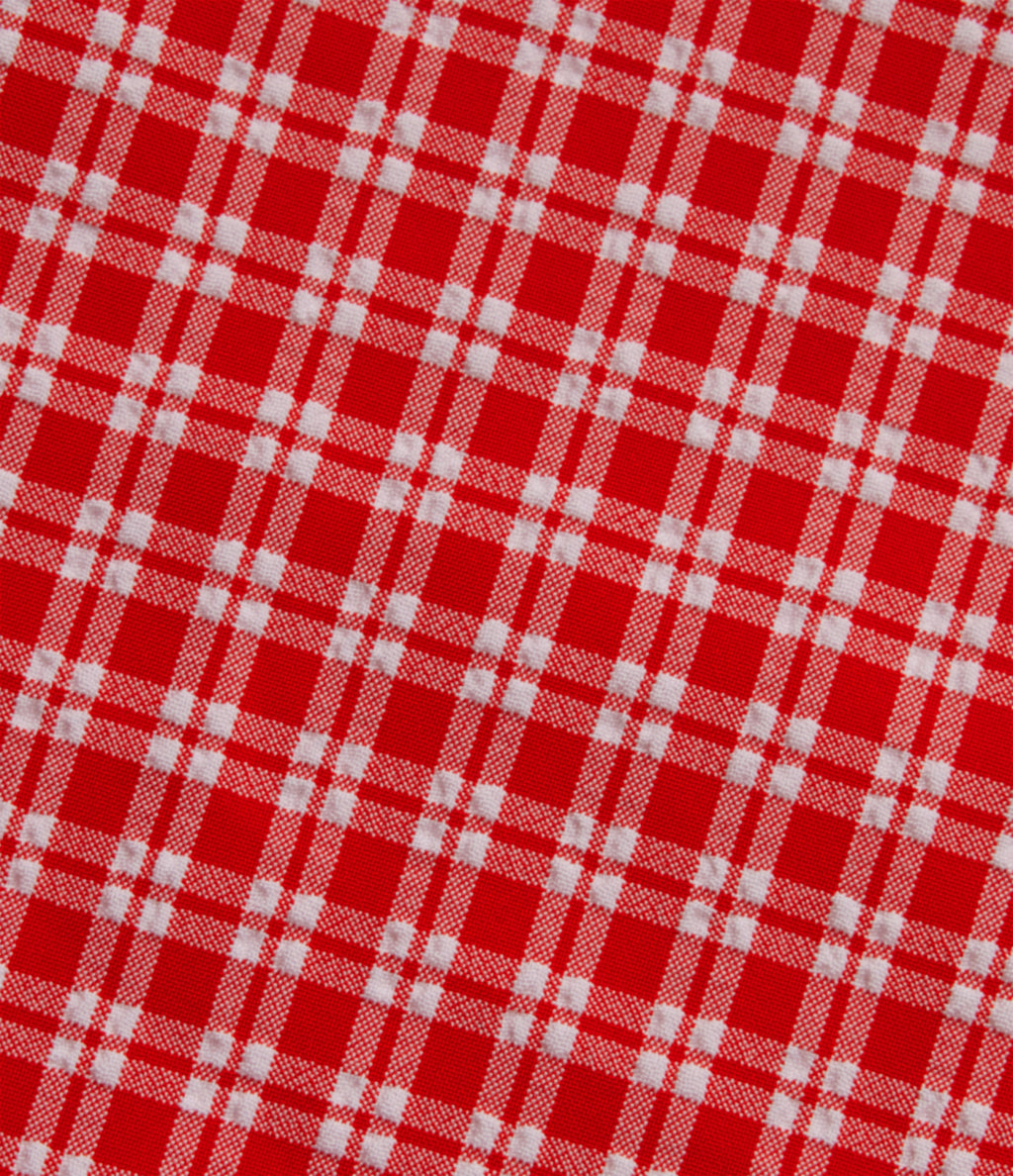 Boat Neck Sleeveless Gingham Mini Casual Dress with Pockets — Cherry Crush — view 7