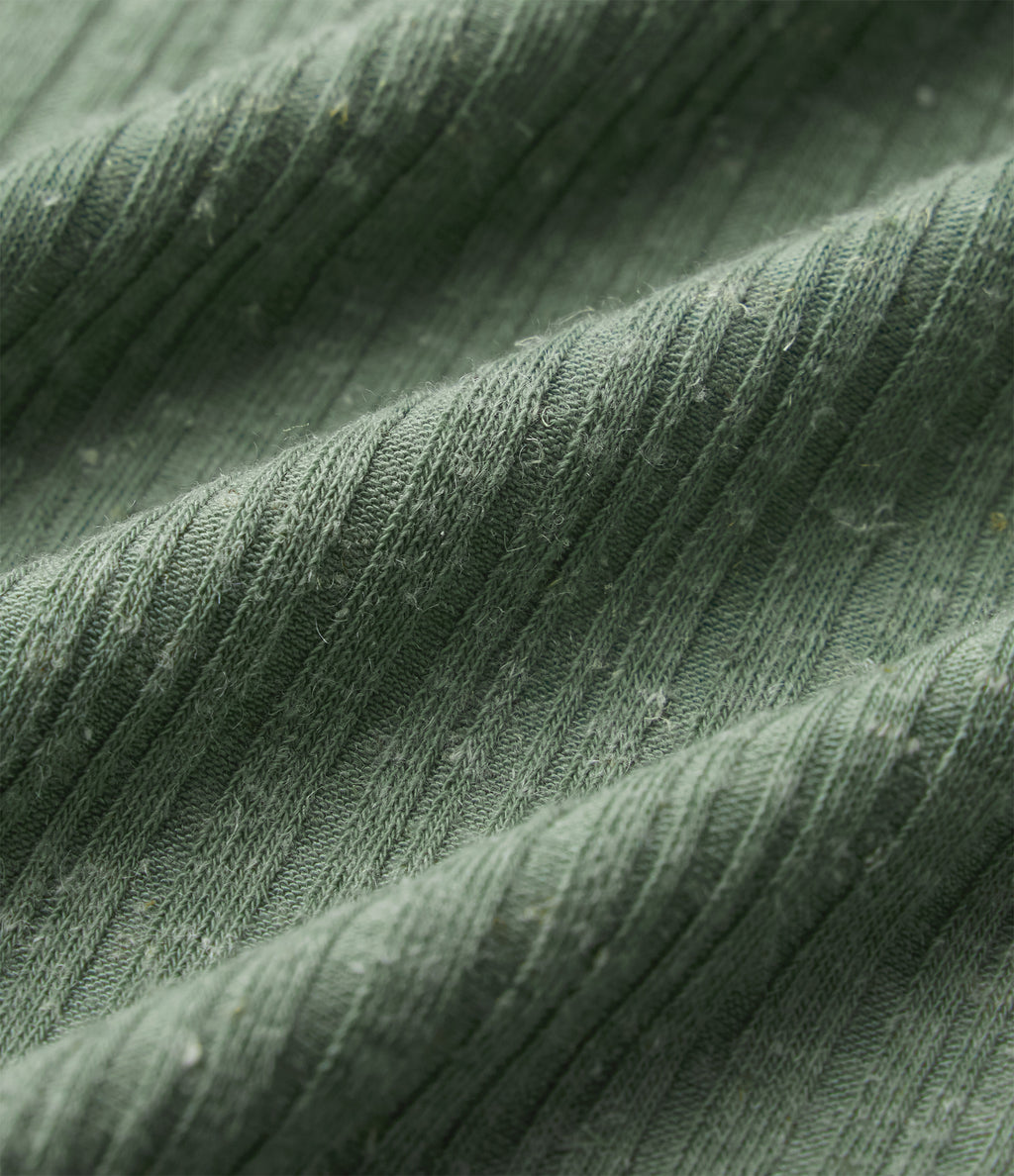 Ribbed Knit High Waisted Tummy Control Flowy Midi Casual Linen-Blend Skirt — Sage Green Ribbed — view 6