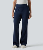 Mid Rise Stripe Work Flare Trousers with Pockets — Deep Current — view 3