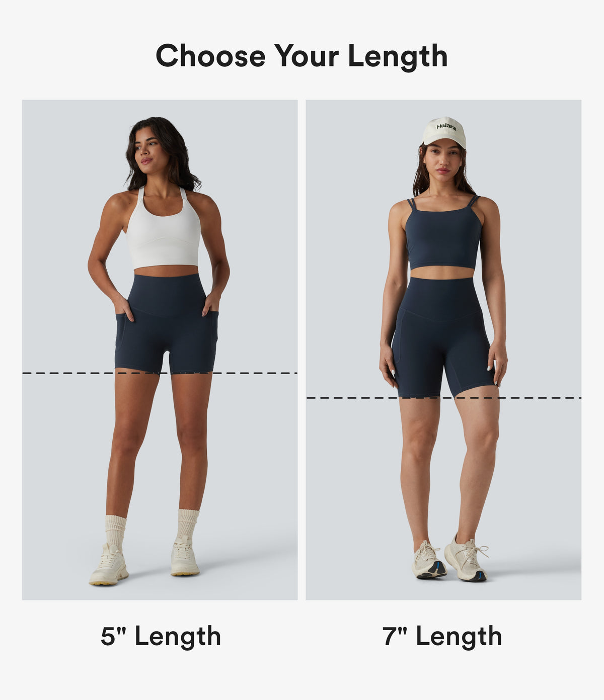High Waisted Tummy Control Crossover Back Running Biker Shorts 7'' with Pockets — Carbon — view 2