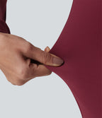 Round Neck Bell Long Sleeve Casual Top — Deep Wine — view 6