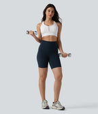 Medium Support Racerback Adjustable Buckle Breathable Mesh Built-in Bra Training Sports Bra — White — view 6