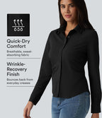 Wrinkle Recovery Long Sleeve Quick Dry Casual Shirt — Black — view 1