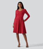 Airy Long Sleeve Wrapped 2-Piece InstantCool Midi Dress with Pockets — Salsa — view 2
