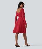 Airy Long Sleeve Wrapped 2-Piece InstantCool Midi Dress with Pockets — Salsa — view 5