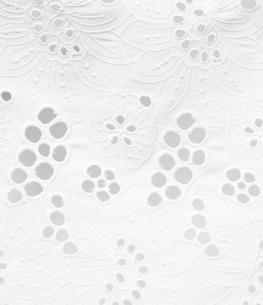 Round Neck Sleeveless Midi Embroidery Eyelet Resort Dress with Pockets — Frost White — view 6
