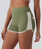 Airy High Waisted Color Block InstantCool Workout Shorts 2.5'' with Pockets — Loden Green — view 5