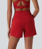 High Waisted 2-in-1 Running Shorts 5'' with Pockets — Aura Orange — view 2