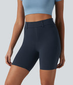 High Waisted Casual Biker Shorts 7'' with Pockets — Carbon — view 3