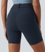 High Waisted Casual Biker Shorts 7'' with Pockets — Carbon — view 4
