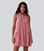 Sleeveless Linen-Feel Mini Casual Shirt Dress with Pockets — Mauveglow — view 1