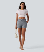 Mid Rise Drawstring Cable Knit Casual Shorts 3'' with Pockets — Weathervane — view 5
