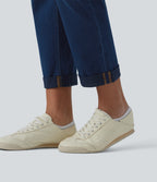 High Waisted Tummy Control Rolled Hem Casual Jeans with Pockets — Estate Blue Denim — view 6