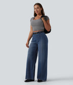 High Waisted Tummy Control Casual Jeans — Tide Blue Denim — view 6