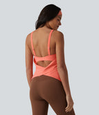 Crisscross Backless Adjustable Buckle Built-in Bra Training Tank Top — Fusion Coral — view 6