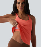 Crisscross Backless Adjustable Buckle Built-in Bra Training Tank Top — Fusion Coral — view 4