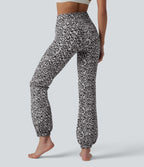 Leopard Print High Waisted Dance Balloon Joggers with Pockets-UPF40+ — Snow Drift Leopard — view 9
