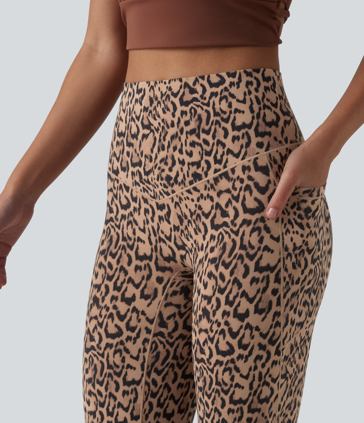 Leopard Print High Waisted Dance Balloon Joggers with Pockets-UPF40+ — Blush Safari — view 5