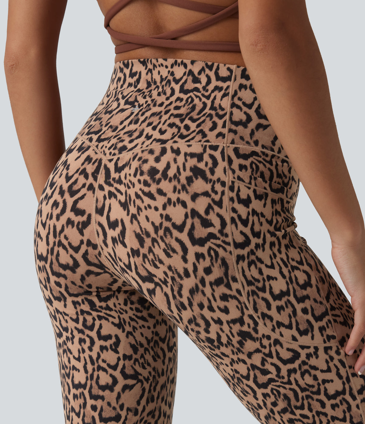 Leopard Print High Waisted Dance Balloon Joggers with Pockets-UPF40+ — Blush Safari — view 6