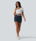 High Waisted Casual Biker Shorts 5'' with Pockets — Carbon — view 6