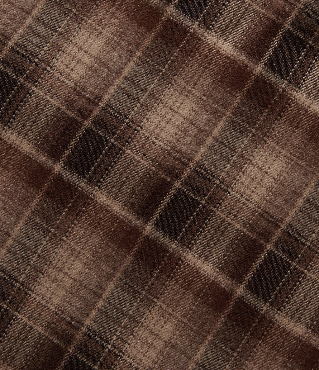 Mid Rise A-Line Plaid Midi Work Skirt with Pockets — Woodland Mocha — view 7