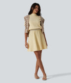 Mock-neck Short Sleeve A-line Mini Casual Jumper Dress — Rutabaga — view 5