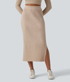 High Waisted Midi Casual Jumper Skirt — Moonlight — view 1