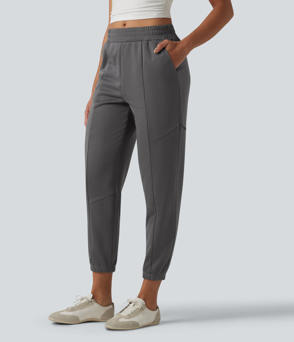 Mid Rise Tapered Casual Sweatpants With Pockets — Gunmetal — view 3