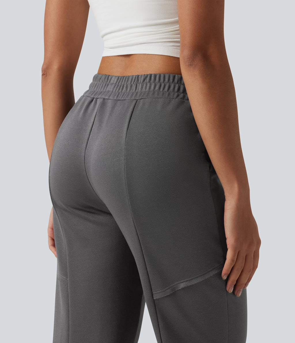 Mid Rise Tapered Casual Sweatpants With Pockets — Gunmetal — view 5