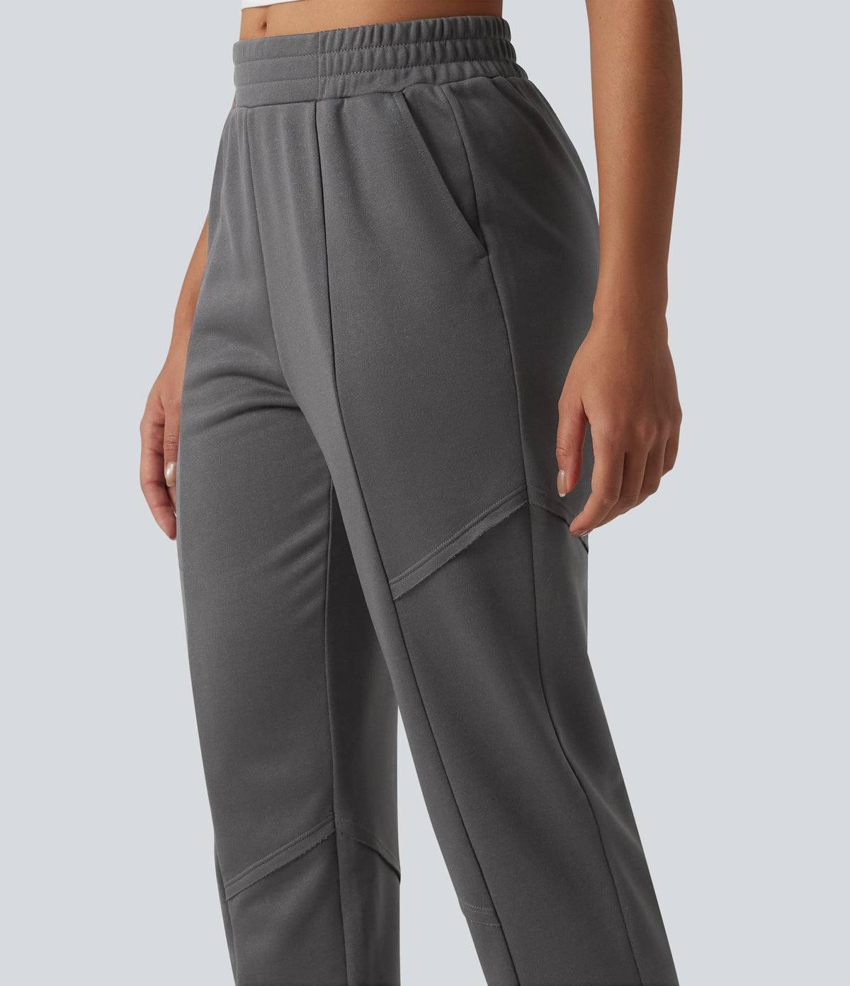 Mid Rise Tapered Casual Sweatpants With Pockets — Gunmetal — view 6
