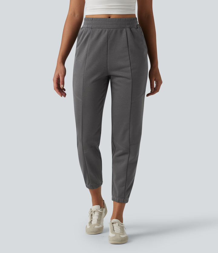 Mid Rise Tapered Casual Sweatpants With Pockets — Gunmetal — view 1