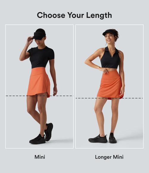 Airy Super High-Waist Tummy Control Curved Hem 2-in-1 Cool Touch Golf Mini Skirt with Pockets — Dusty Orange — view 2
