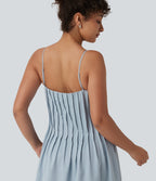 V Neck Maxi Slip Dress with Pockets — Misty Rain Grey — view 4