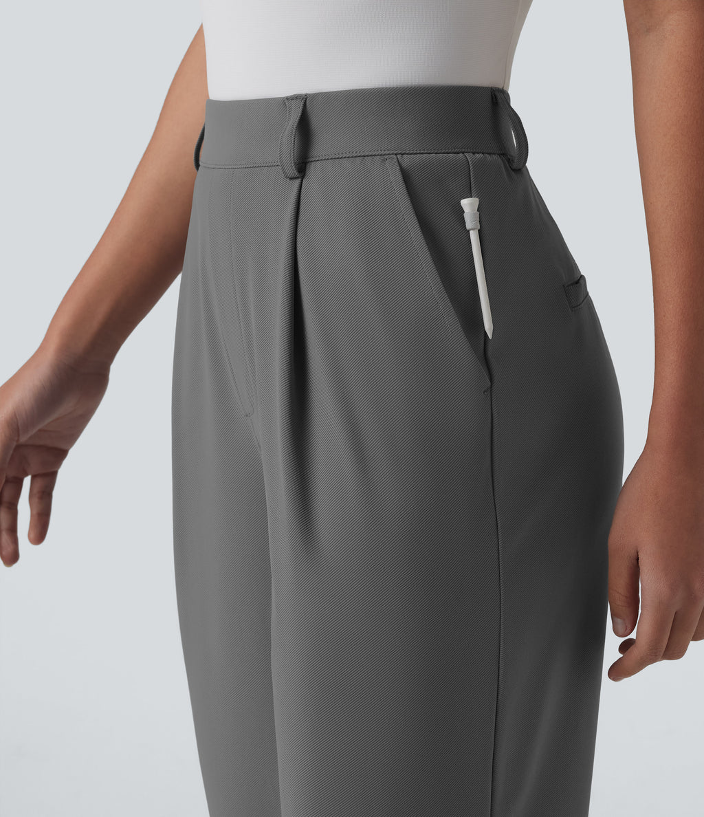 High Waisted Straight Leg Quick Dry Golf Trousers with Pockets-UPF40+ — Steel Gray — view 5