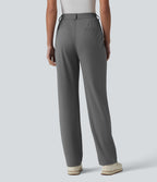 High Waisted Straight Leg Quick Dry Golf Trousers with Pockets-UPF40+ — Steel Gray — view 2