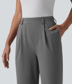 High Waisted Straight Leg Quick Dry Golf Trousers with Pockets-UPF40+ — Steel Gray — view 4