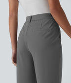 High Waisted Straight Leg Quick Dry Golf Trousers with Pockets-UPF40+ — Steel Gray — view 6