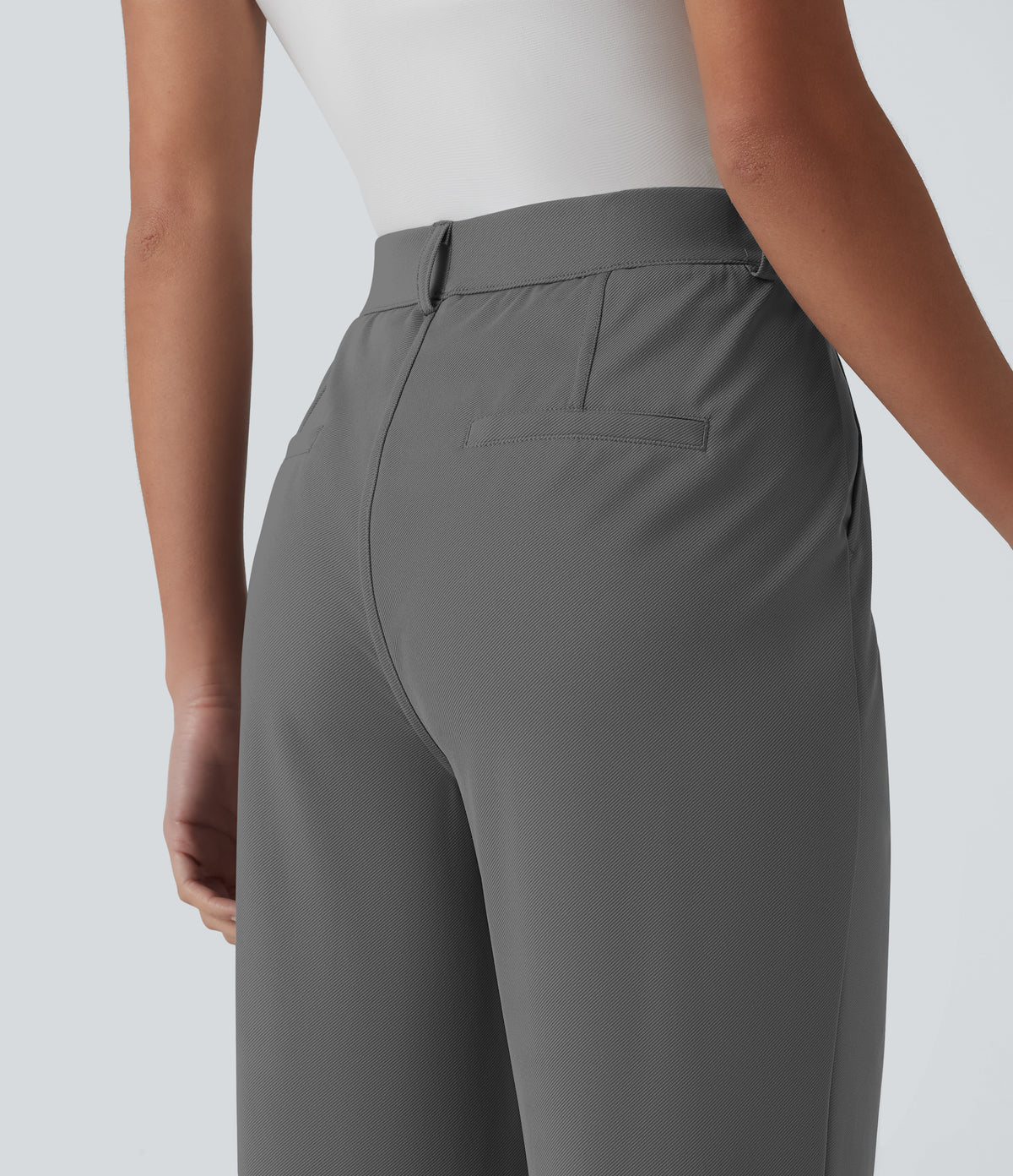 High Waisted Straight Leg Quick Dry Golf Trousers with Pockets-UPF40+ — Steel Gray — view 6