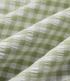 High Waisted Drawstring Gingham Plaid Resort Baggy Shorts with Pockets — Green White Bubble Grid — view 6