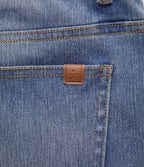 High Waisted Casual Straight Leg Jeans with Pockets — Malibu Blue Denim — view 7