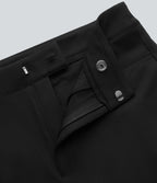 High-waisted Herringbone Work Bootcut Trousers with Pockets — Black — view 7