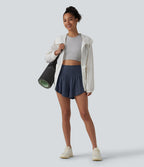 Airy High Waisted 2-in-1 InstantCool Yoga Shorts 3'' with Pockets — Mood Indigo — view 7