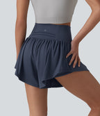 Airy High Waisted 2-in-1 InstantCool Yoga Shorts 3'' with Pockets — Mood Indigo — view 2