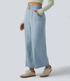 Mid Rise Draped Lyocell Casual Baggy Jeans with Pockets — Malibu Blue Denim — view 3