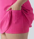 Plush Push-Up Adjustable Straps Crisscross Backless Built-in Bra Dance Plus Size Active Dress-Edition — Fuchsia Purple — view 6