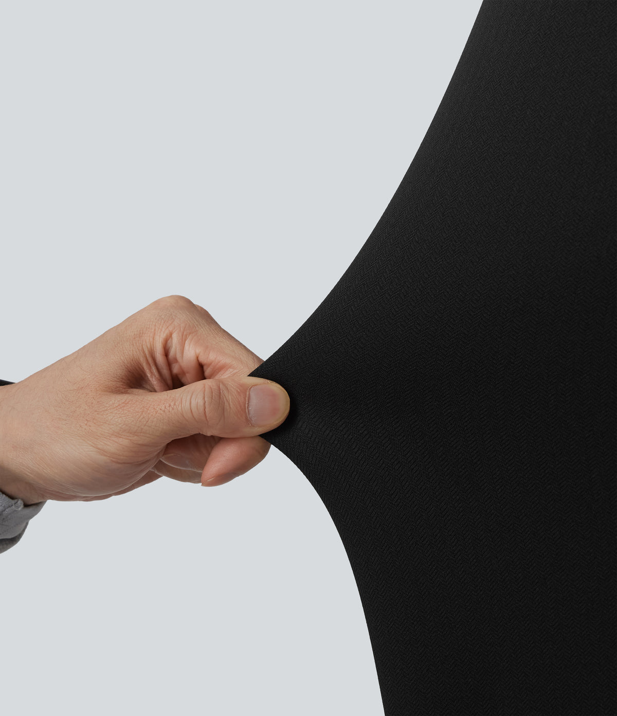 High-waisted Herringbone Work Straight Leg Trousers with Pockets — Black — view 7