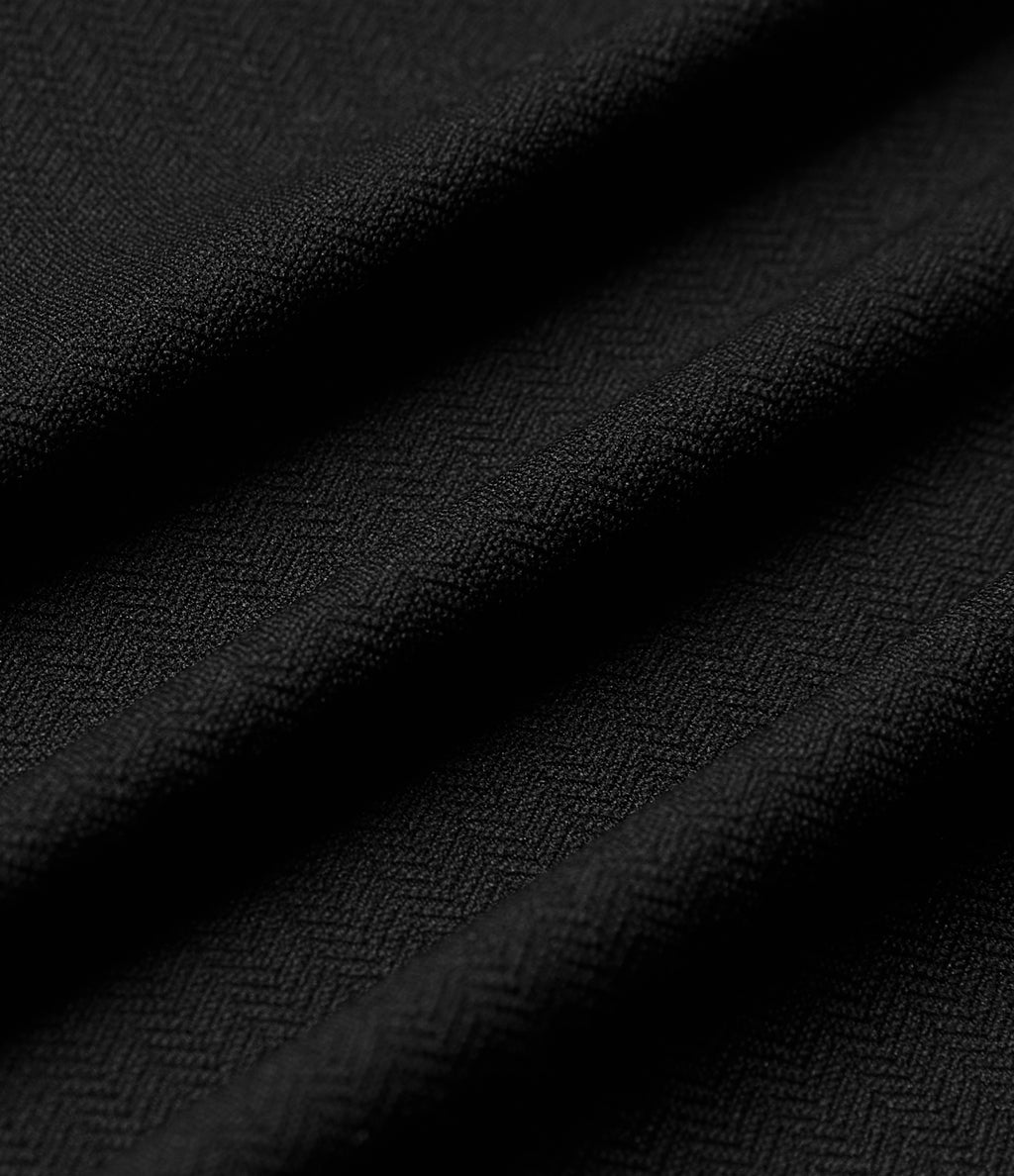 High-waisted Herringbone Work Straight Leg Trousers with Pockets — Black — view 8